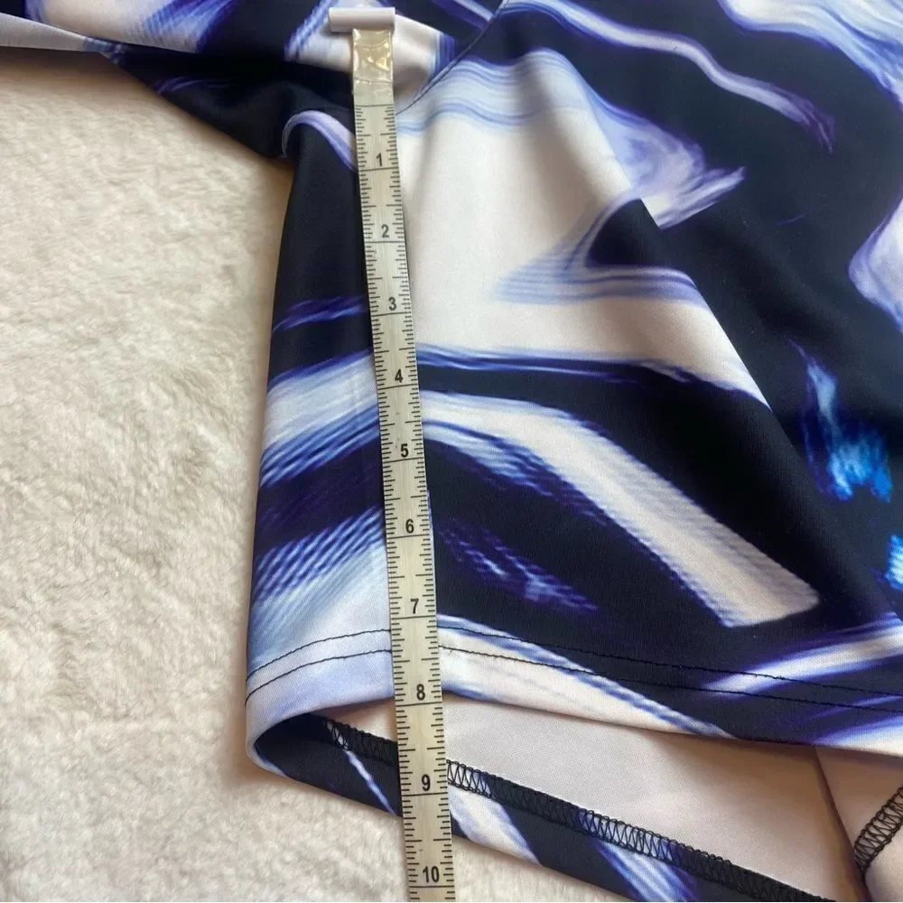 Paper Planes Blue and White Marble Design Board Shorts Size XL
